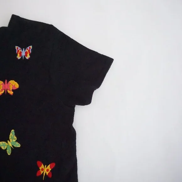 Vintage Richard Sport Black Butterfly Embroidered Zip Front Knit Vest L - Picture 4 of 9